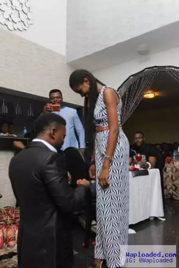 Photos: Actor Okon Joins Comedian Kobaba As He Kneels Down & Proposes To His Babe